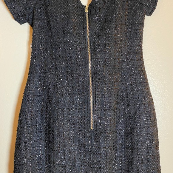 AQUA Black Tweed Mini Dress Off Shoulder Party Cocktail Rhinestone Buttons M - Picture 6 of 16
